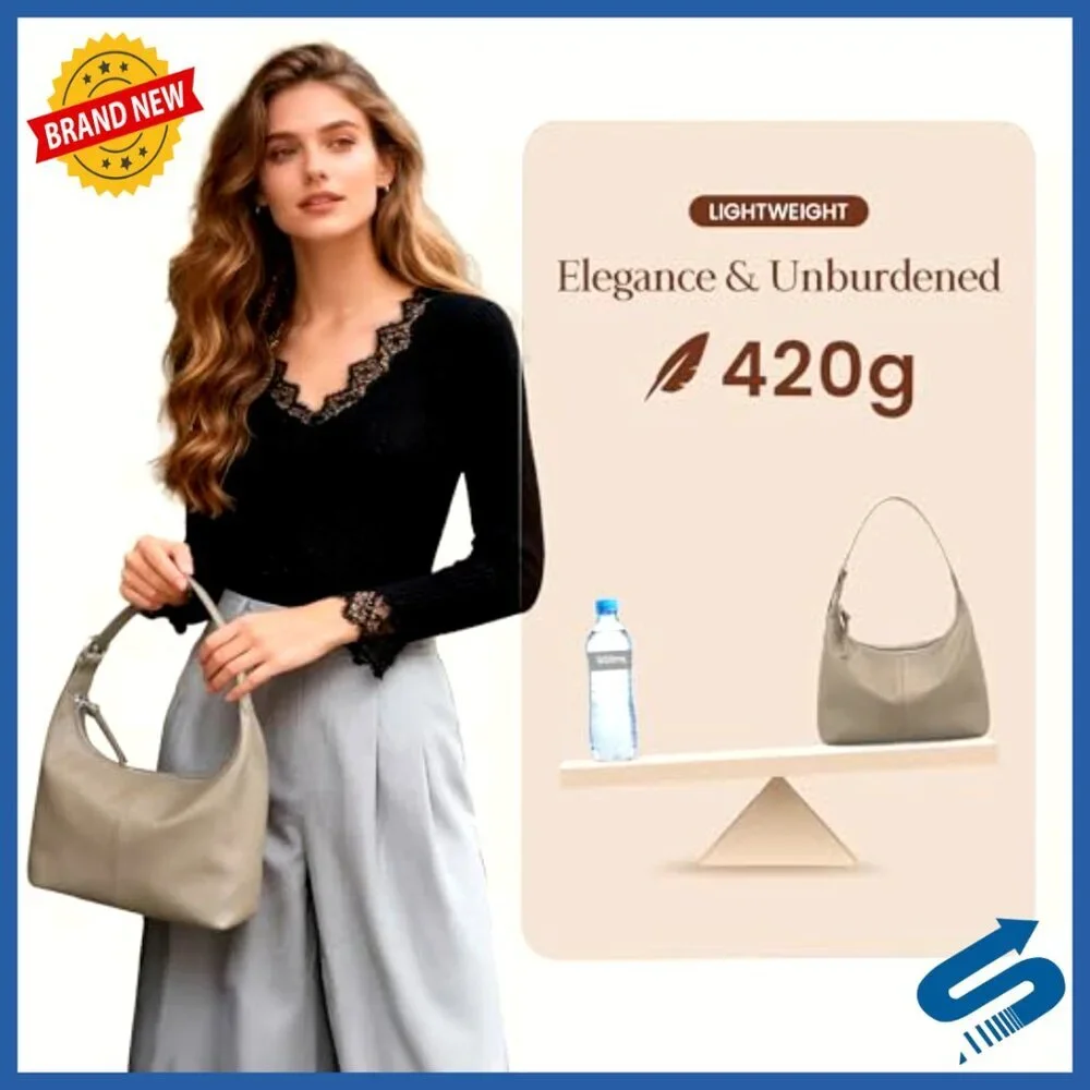 Genuine Leather Slouchy Hobo Bag Lightweight Shoulder Purse Satchel